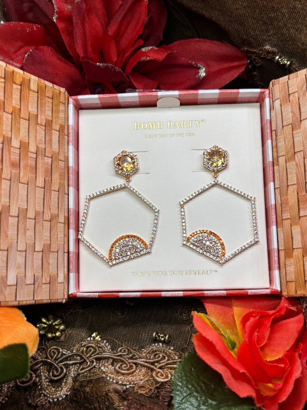 Bomb Party "The Sparkling Slice" Market Fresh Dangle Earrings RBP6087 MSRP $98